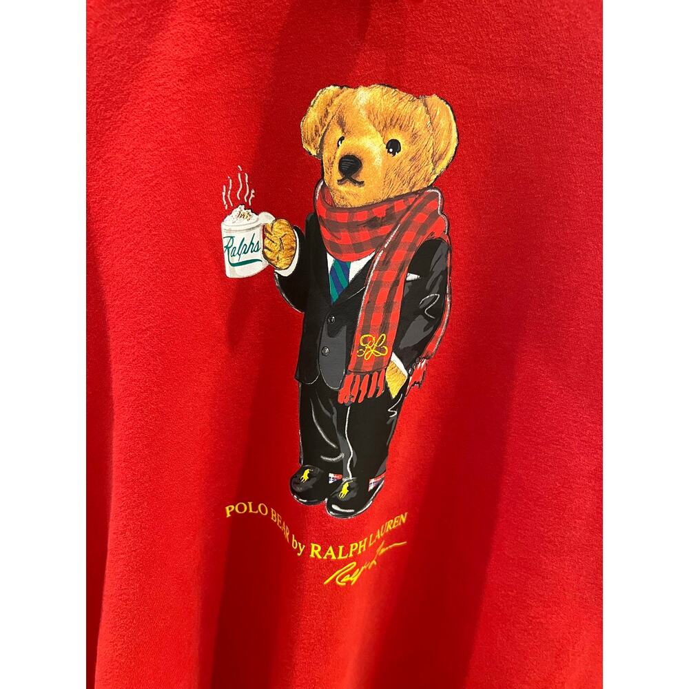 Polo Ralph Lauren Bear Coffee Hoodie Sz XXL - Picture 2 of 5